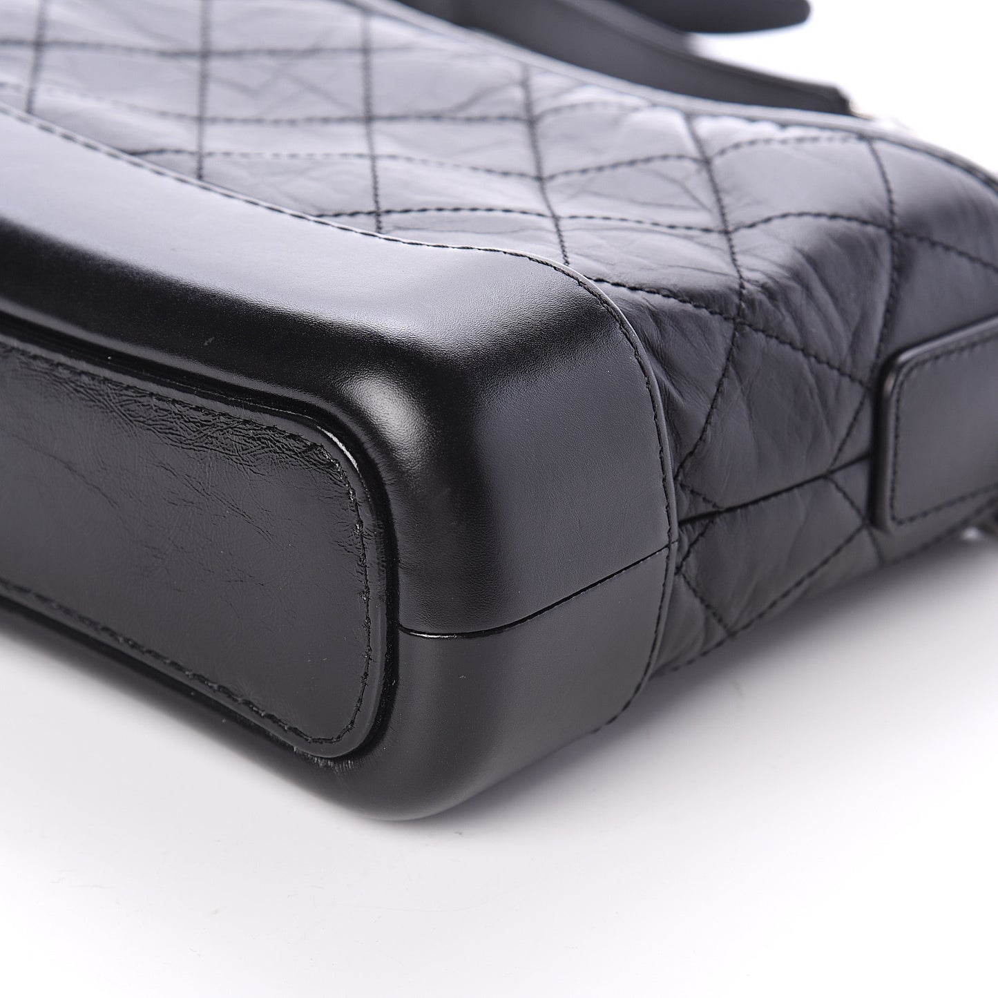 Aged Calfskin Quilted Small Gabrielle Hobo Black