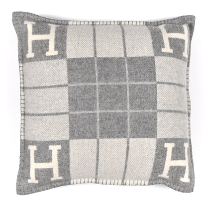 Hermes Wool Cashmere Avalon III Pillow PM Ecru Gris Clair 1 of 3