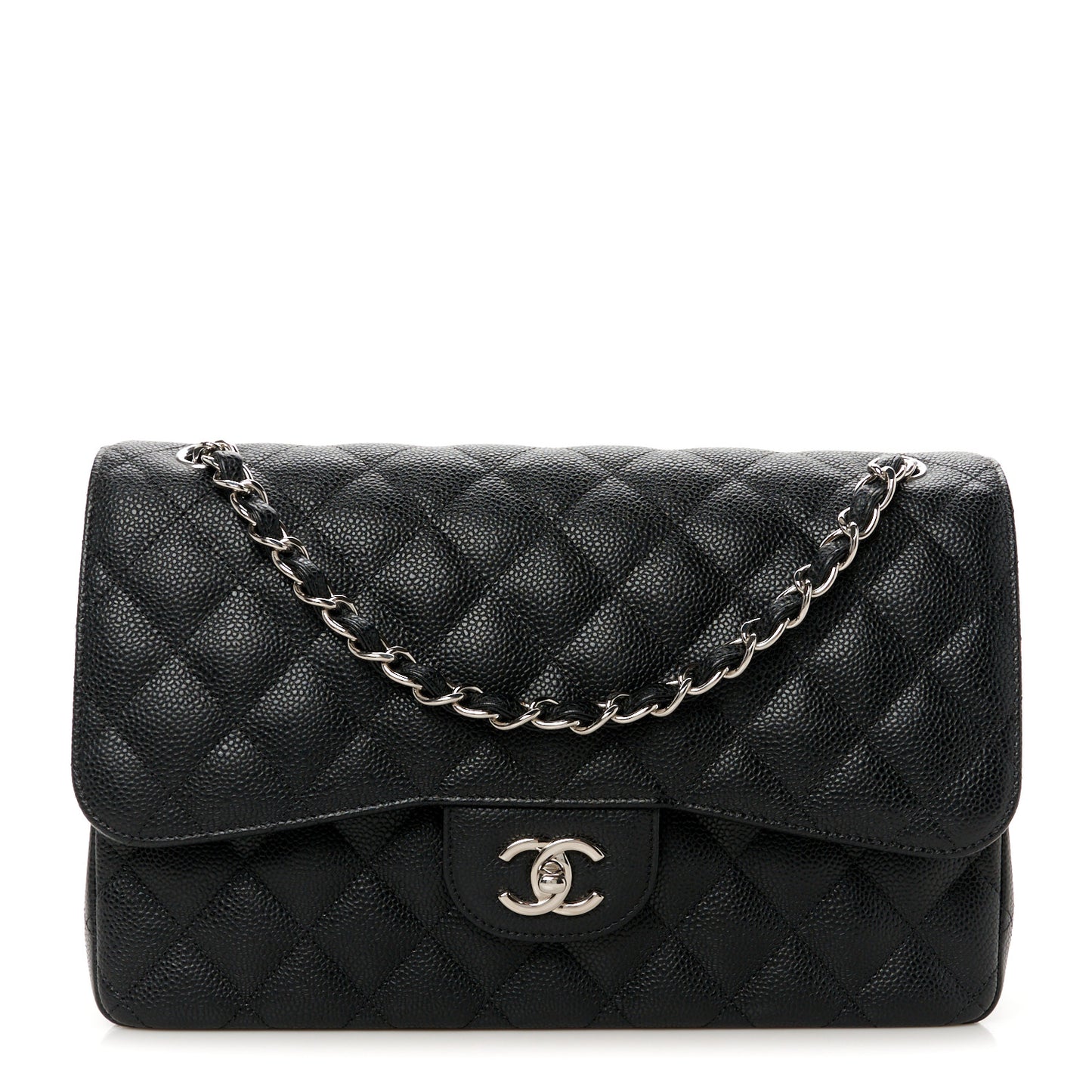 Caviar Quilted Jumbo Double Flap Black