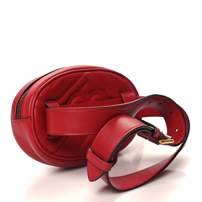 Gucci Calfskin Matelasse GG Marmont Belt Bag 85 34 Hibiscus Red 3 of 11