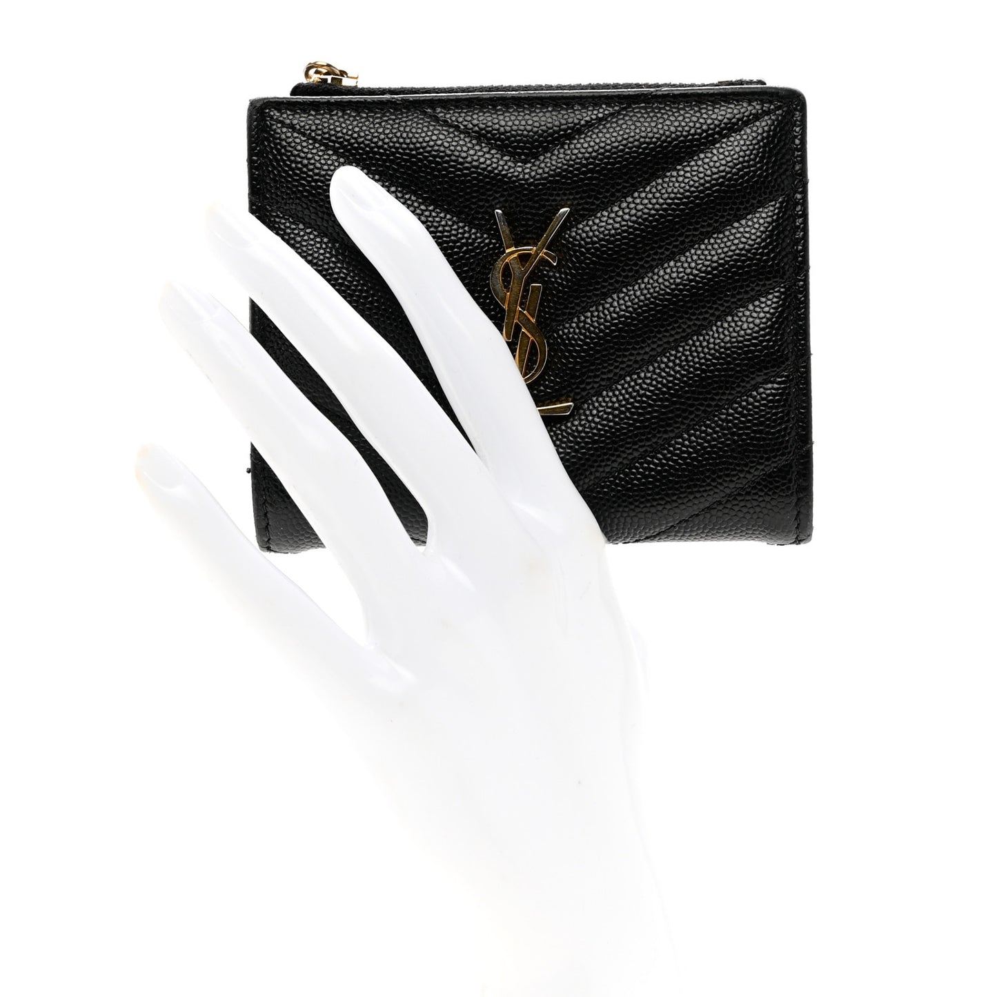 Grain De Poudre Matelasse Chevron Monogram Zipped Card Case Black