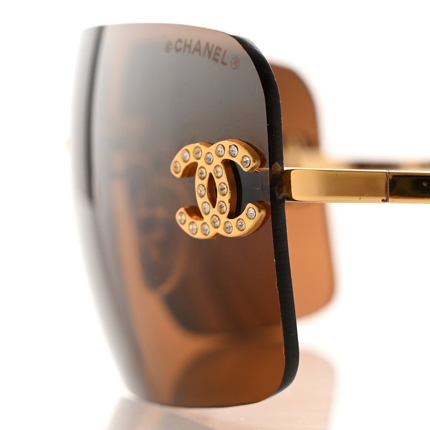 Metal Crystal CC Logo Sunglasses 4017-D Brown