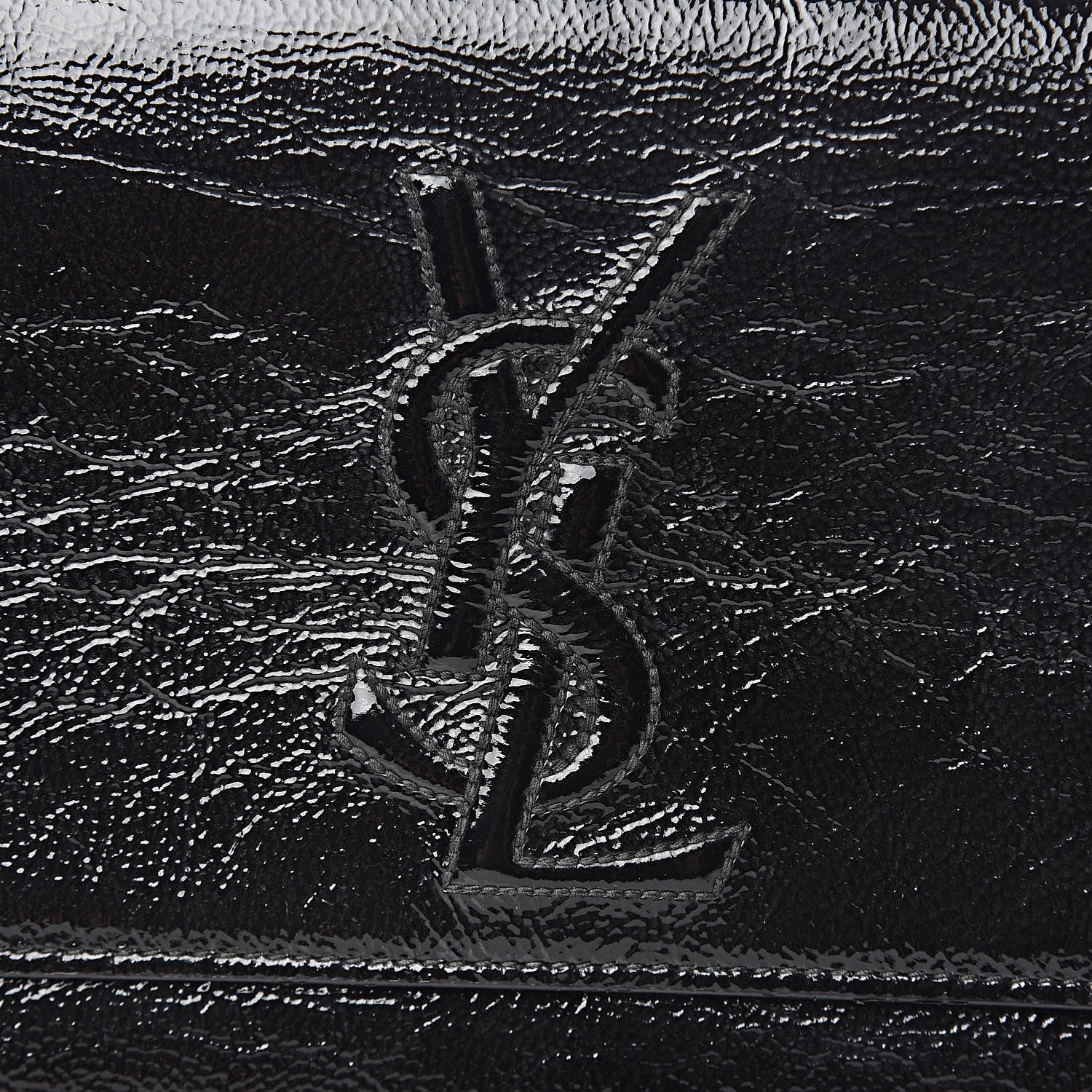 Saint Laurent Textured Patent Monogram Large Belle De Jour Clutch Black 7 of 7