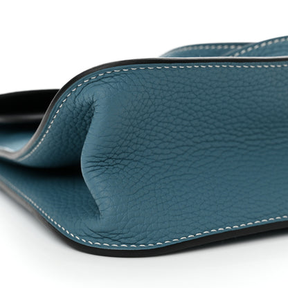 Hermes Taurillon Clemence Halzan 25 New Bleu Jean 9 of 11