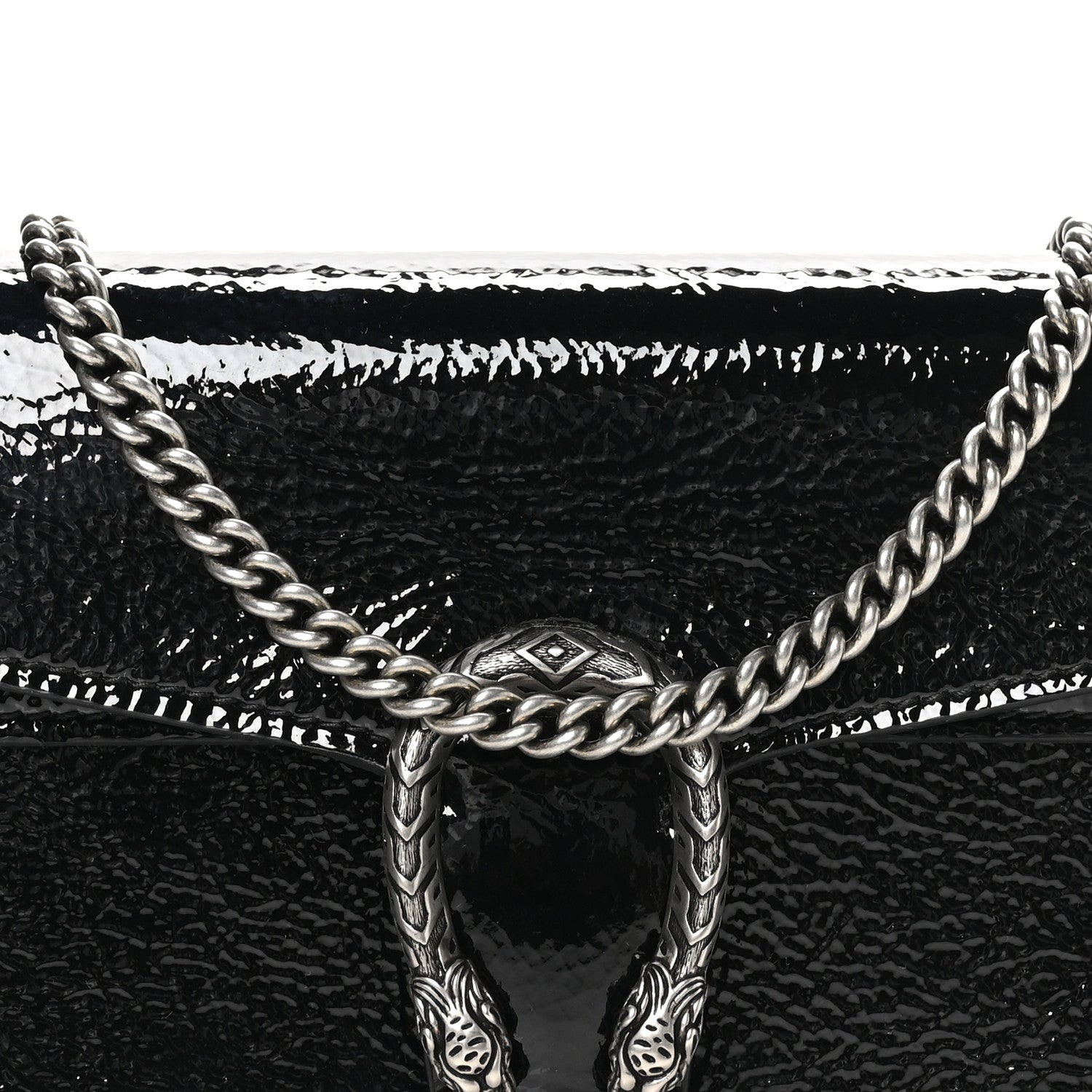 Gucci Crinkled Patent Mini Dionysus Shoulder Bag Black 7 of 10