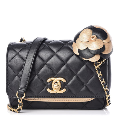 Chanel Lambskin Quilted Small Camellia Flower Flap Black 1 of 11