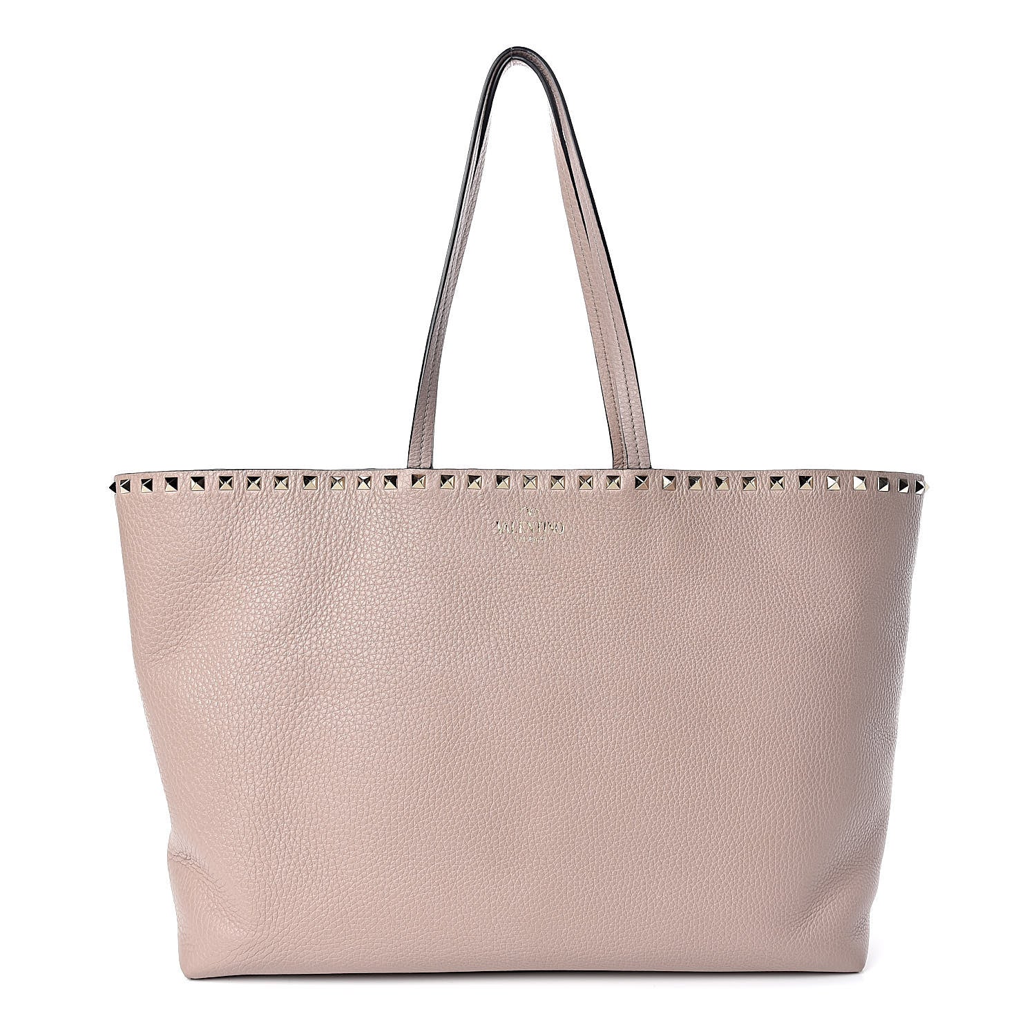 Valentino Garavani Grained Calfskin Rockstud Shoulder Tote Poudre 1 of 9