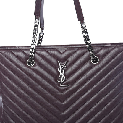 Saint Laurent Sheepskin Matelasse Chevron Large Monogram Shopping Bag Burgundy 7 of 11