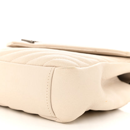 Saint Laurent Sheepskin Matelasse Chevron Monogram Medium College Bag Dove White 10 of 13