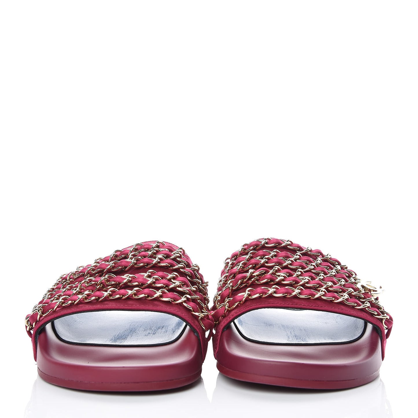 Satin Chain Flat Sandals 37 Dark Fuchsia