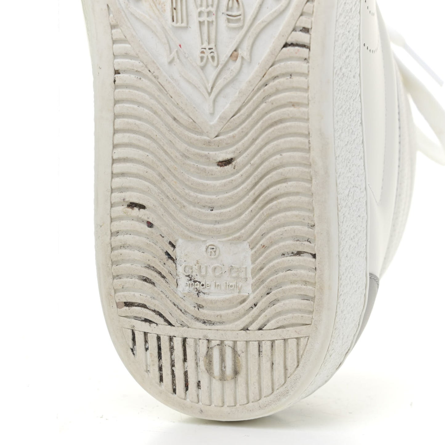 Calfskin Interlocking G Perforated Mens Ace High Top Sneakers 10 White Great White Grey Sky