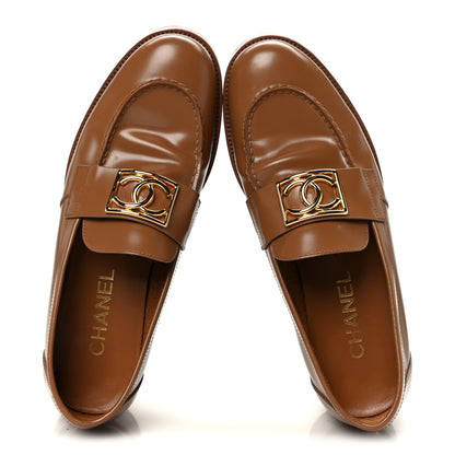 Chanel Calfskin Metal CC Loafers 40 Brown 2 of 8