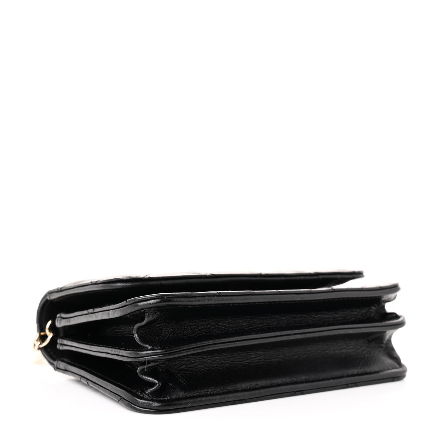 Calfskin Quilted Mini Maxi Pearls Wallet On Chain WOC Black