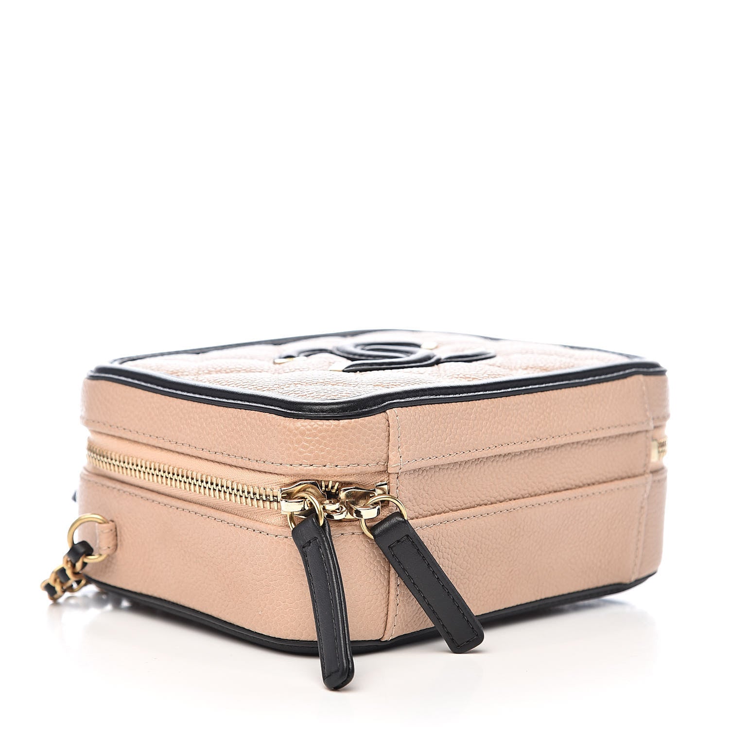 Chanel Caviar Quilted Small CC Filigree Vanity Case Beige Black 4 of 12