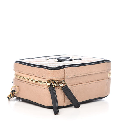 Chanel Caviar Quilted Small CC Filigree Vanity Case Beige Black 4 of 12
