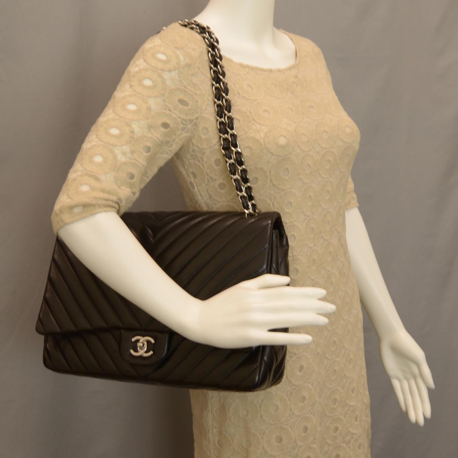 Chanel Lambskin Chevron Maxi Flap Black 2 of 8