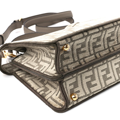 Fendi Chenille Vitello Seta FF Small Peekaboo I SEE U Satchel Tortora Nuvola 9 of 10