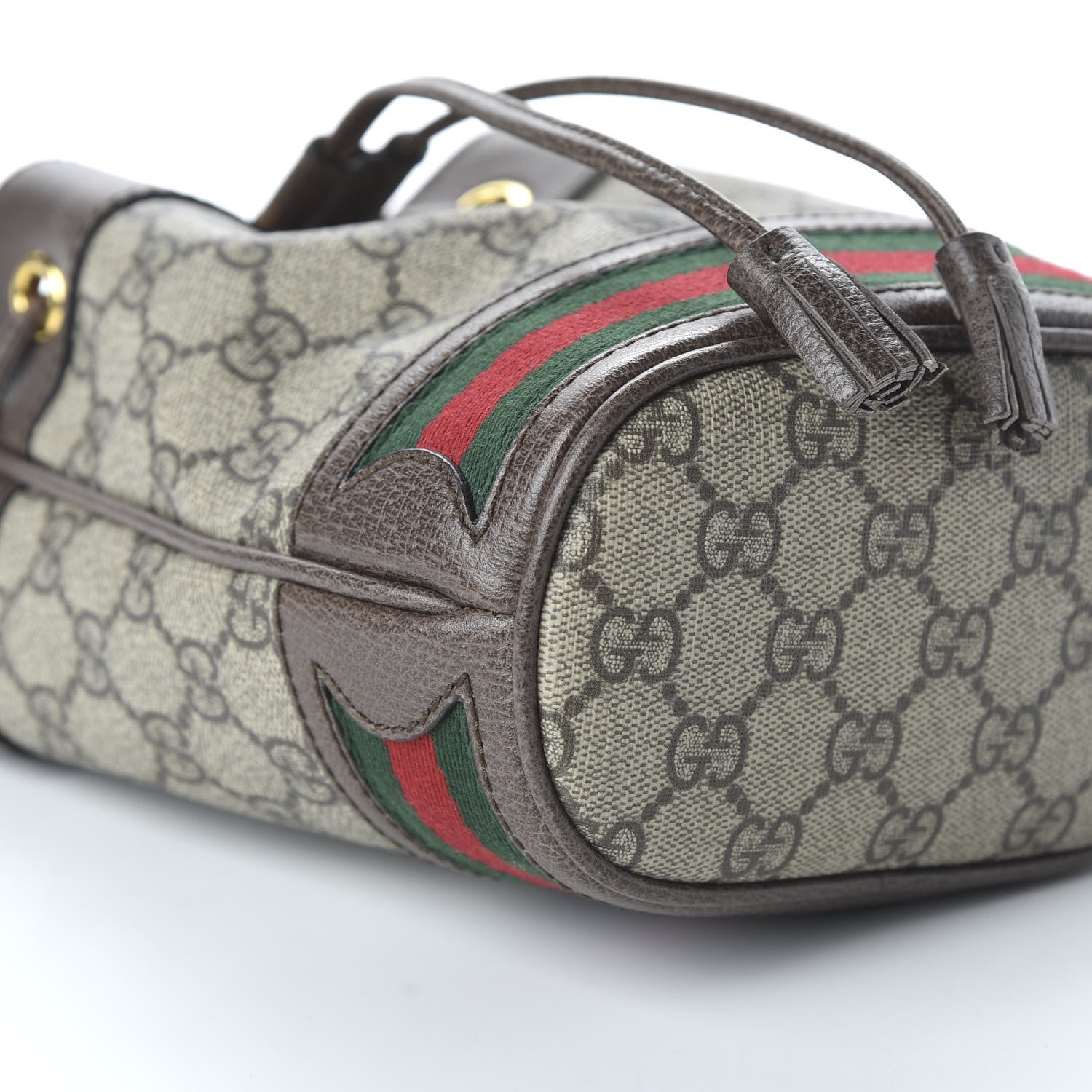 Gucci GG Supreme Monogram Web Mini Ophidia Bucket Bag Brown 6 of 10
