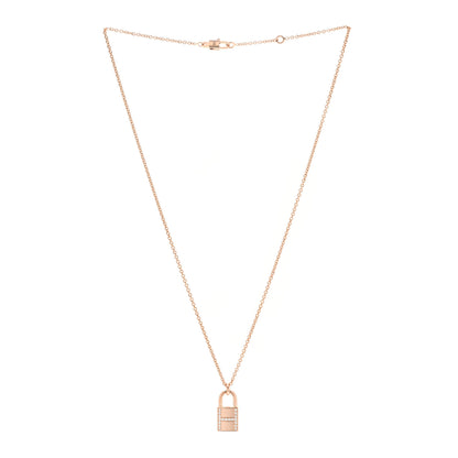 Hermes 18K Rose Gold Diamond Amulettes Cadenas Pendant Necklace 2 of 4