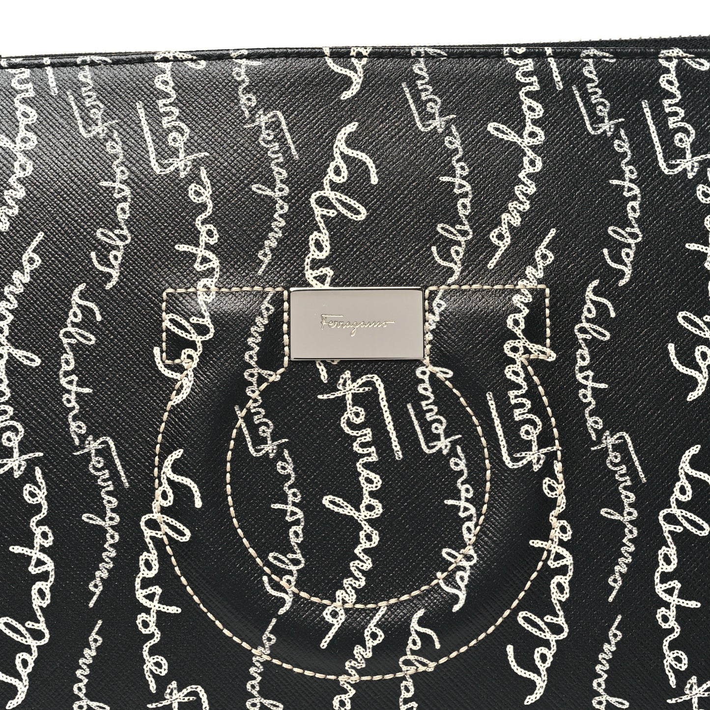 Printed Calfskin Logo Pouch Black