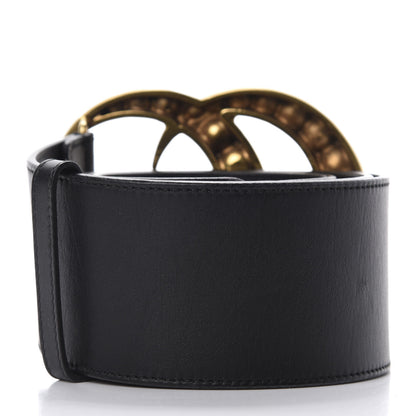 Gucci Moon Calfskin Pearl Double G 70mm Belt 100 40 Black Cream 2 of 4