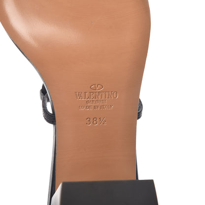 Valentino Garavani Calfskin Mask Embossed Gladiator Sandals 38.5 Brown Black 6 of 8