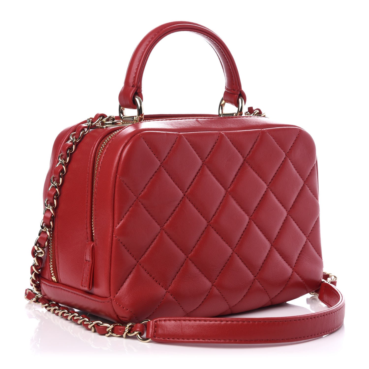 Chanel Lambskin Quilted Small Trendy CC Bowling Bag Red 3 of 10
