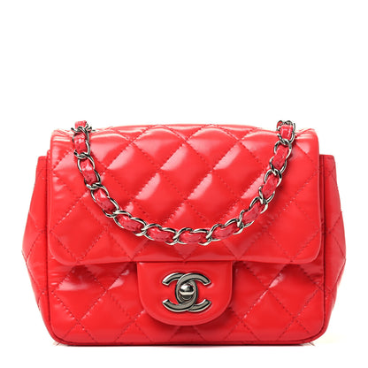 Chanel Patent Quilted Mini Square Flap Red 1 of 4