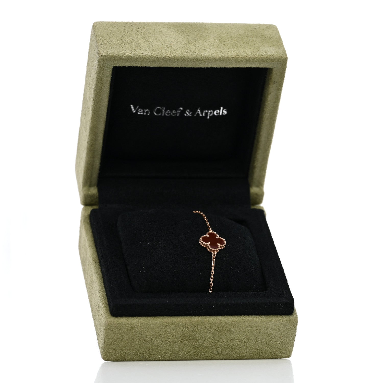 Van Cleef & Arpels 18K Rose Gold Carnelian Sweet Alhambra Bracelet 5 of 5