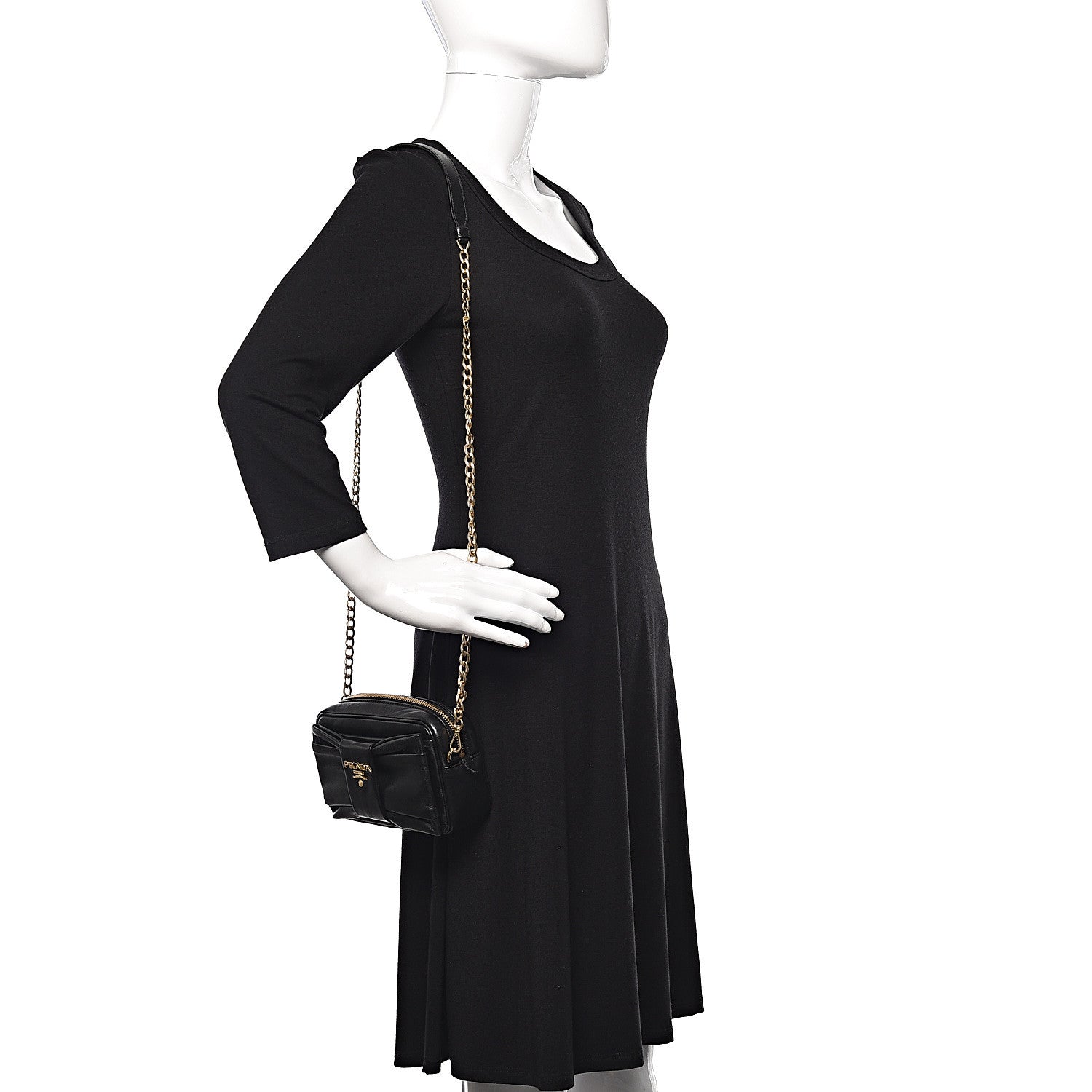 Prada Nappa Zippers Bow Clutch Black 2 of 9