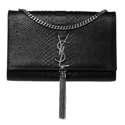 Saint Laurent Snakeskin Medium Classic Monogram Kate Tassel Satchel Black 1 of 7