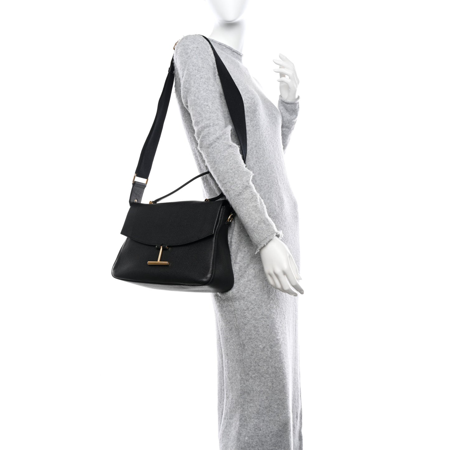 Calfskin Tara Top Handle Bag Black