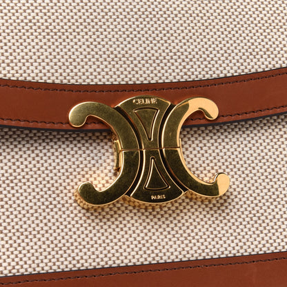 Celine Textile Natural Calfskin Medium Triomphe Bag White Tan 12 of 13