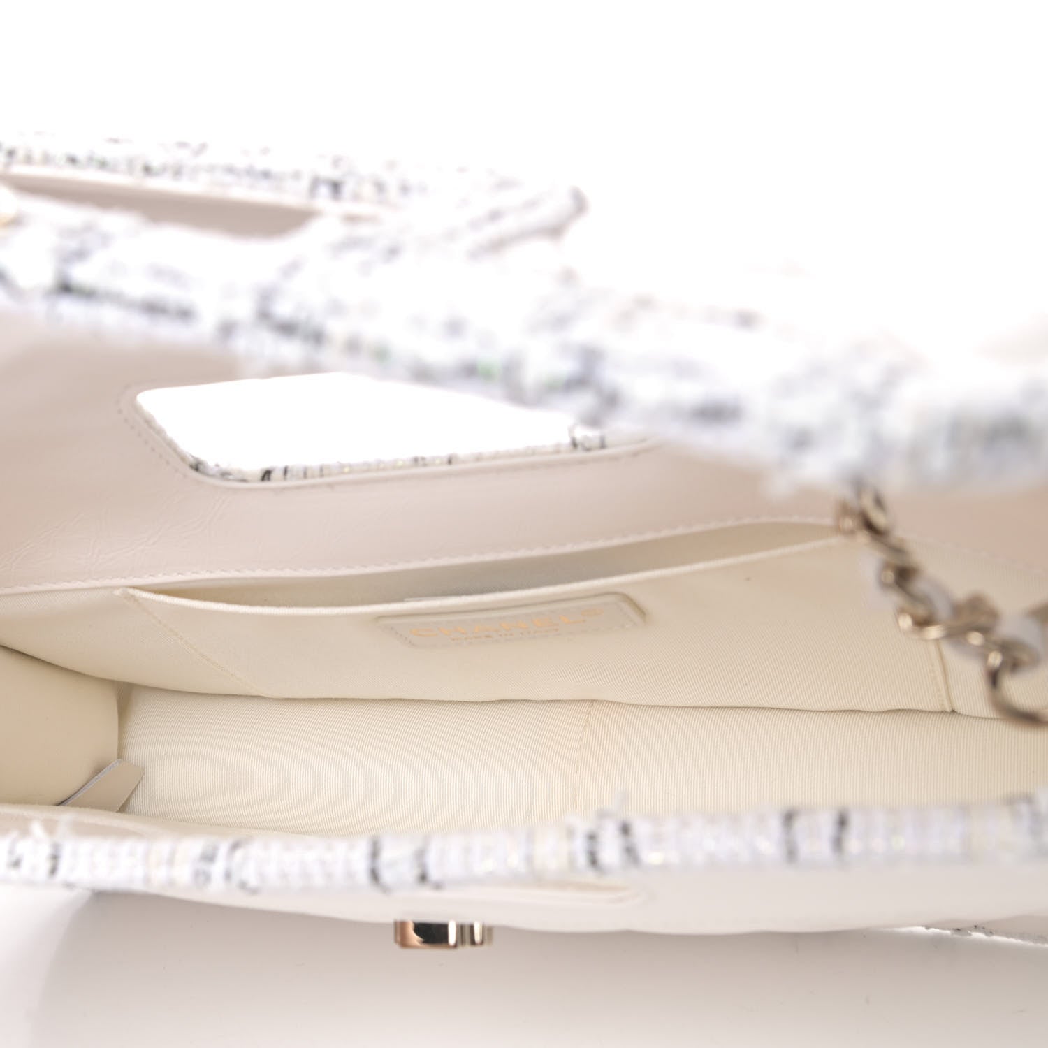Chanel Aged Calfskin Tweed Top Handle Charm Flap White 4 of 4