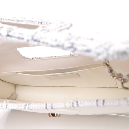 Chanel Aged Calfskin Tweed Top Handle Charm Flap White 4 of 4