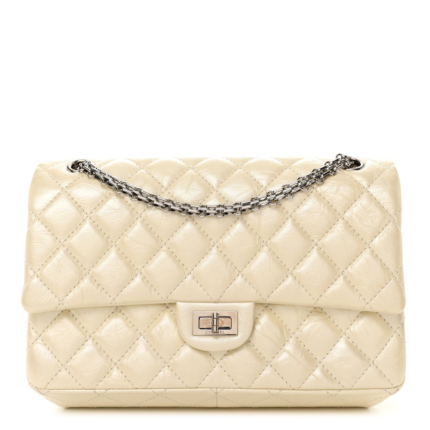 Metallic Aged Calfskin Quilted 2.55 Reissue 226 Flap White