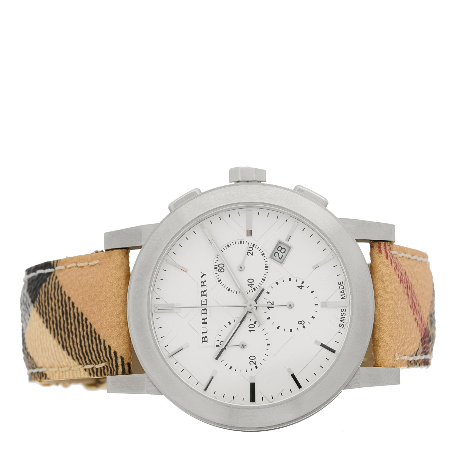 Burberry Stainless Steel Calfskin 43mm Haymarket Chronograph Quartz Watch BU9360 2 of 5