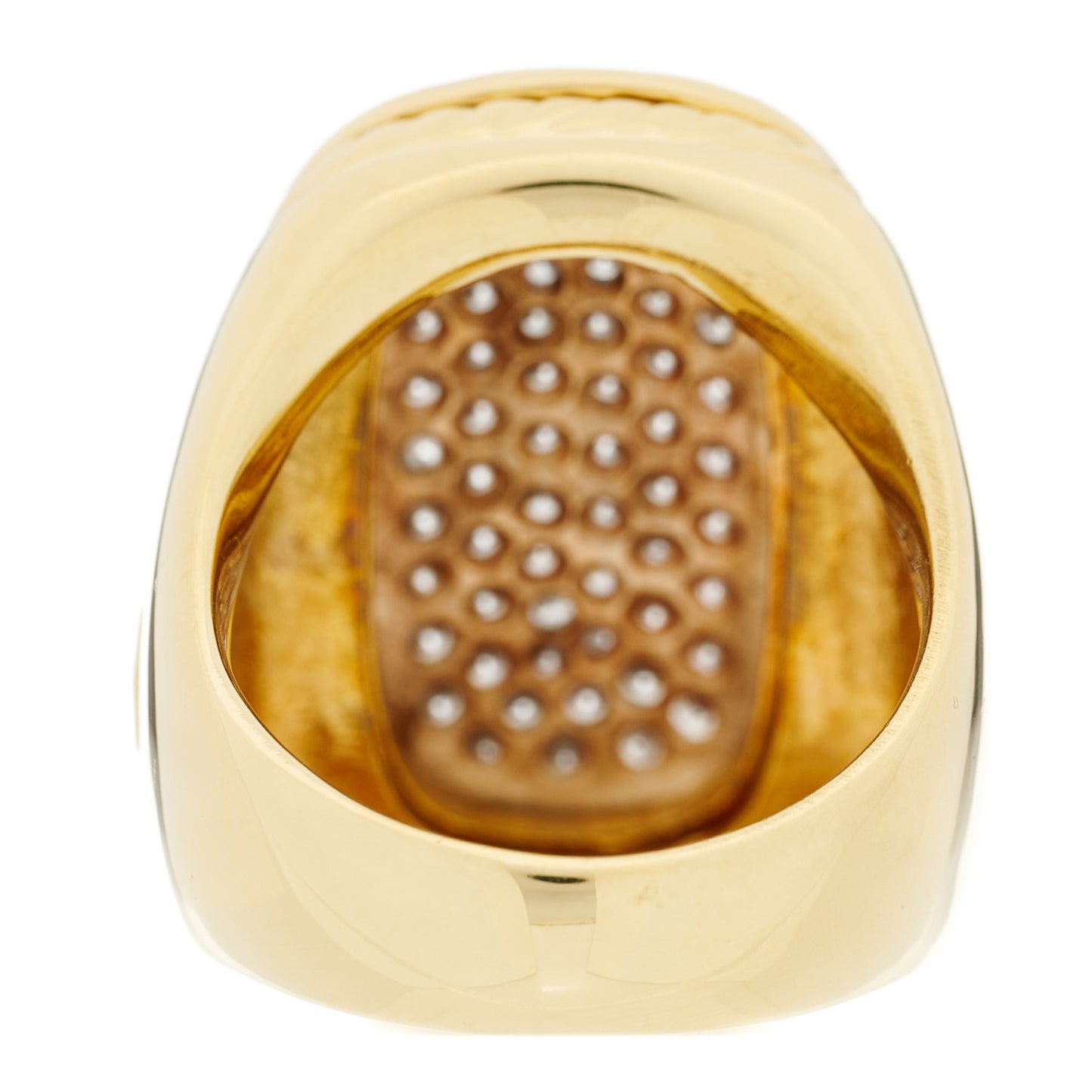 18K Yellow Gold Diamond Elongated Pave Albion Ring 54 7