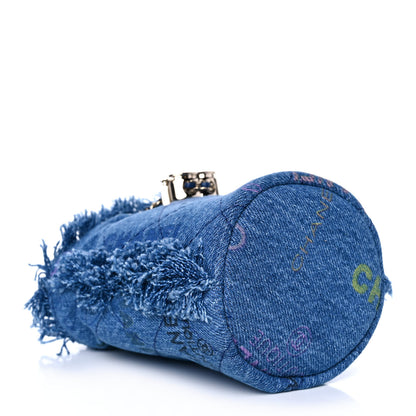 Chanel Denim Quilted Mood Mini Bucket With Chain Blue Multicolor 4 of 11