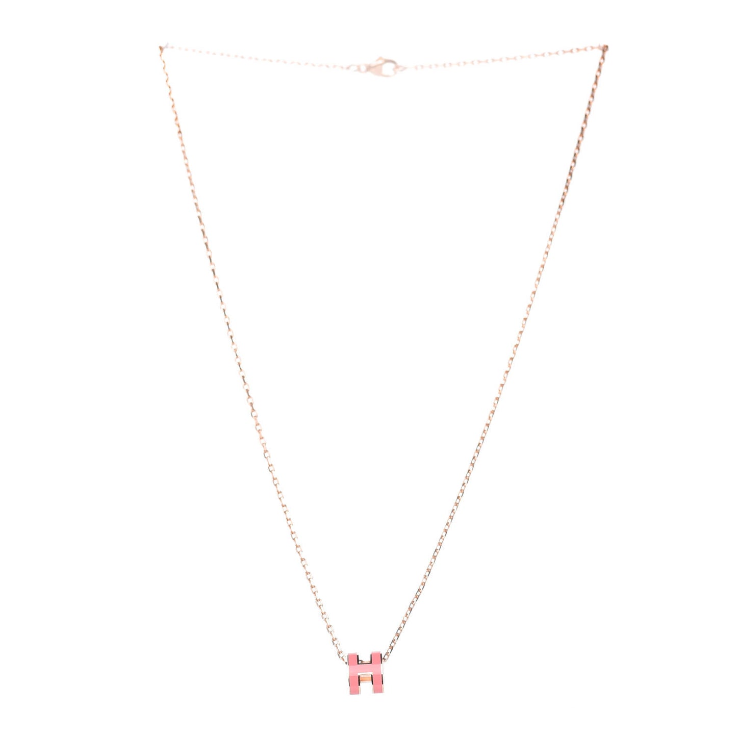 Lacquered Rose Gold Mini Pop H Pendant Necklace Rose Azalee