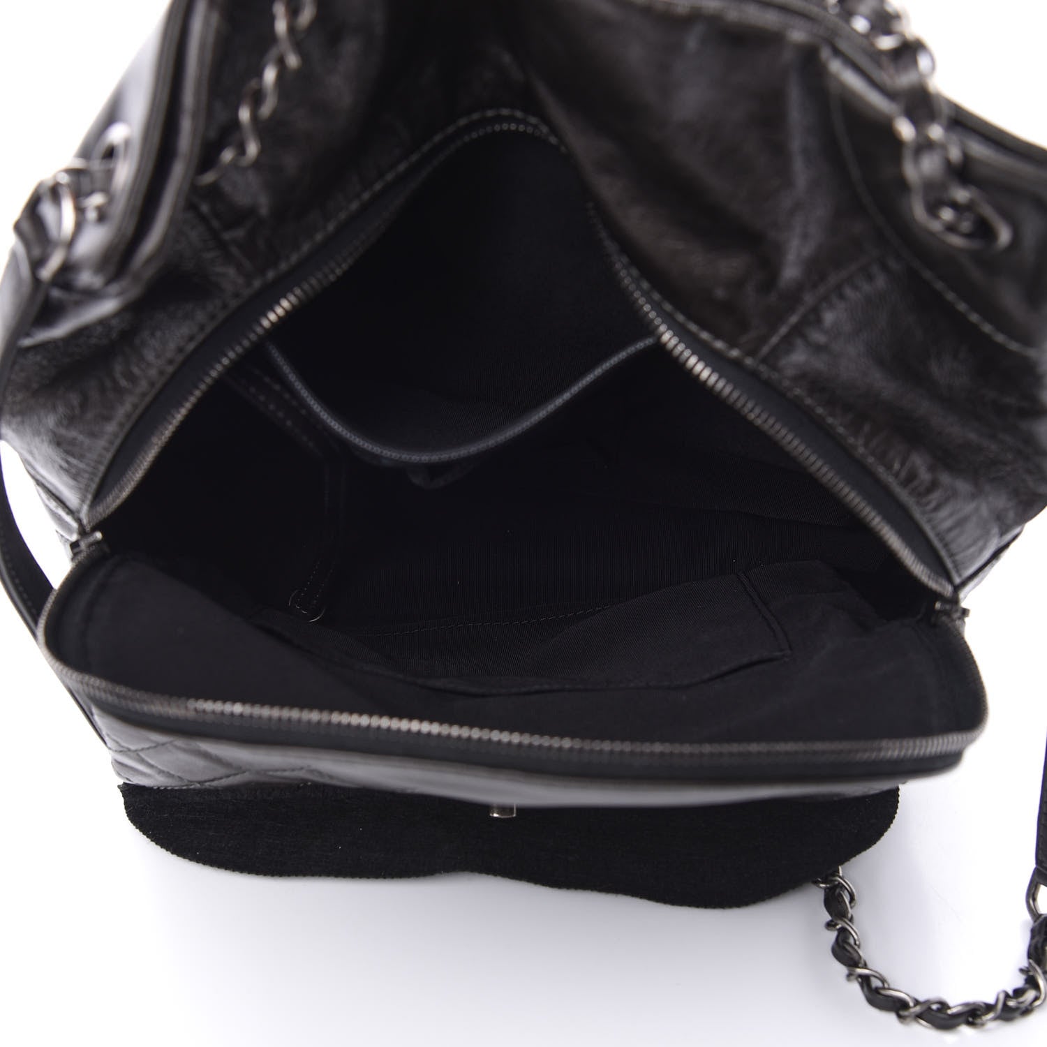 Chanel Metallic Lambskin Quilted Drawstring Backpack Black 5 of 13