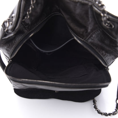 Chanel Metallic Lambskin Quilted Drawstring Backpack Black 5 of 13