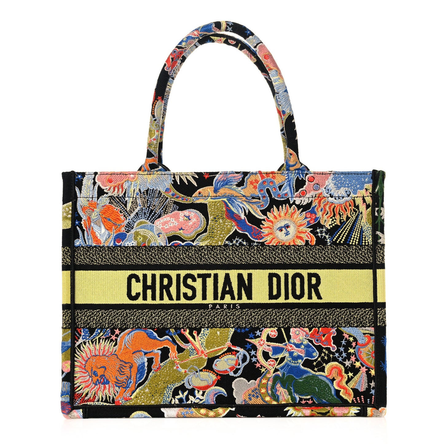 Canvas Zodiac Fantastico Embroidered Medium Book Tote Black Multicolor