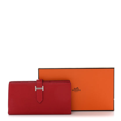 Hermes Epsom Bearn Gusset Wallet Rouge Casaque 11 of 11