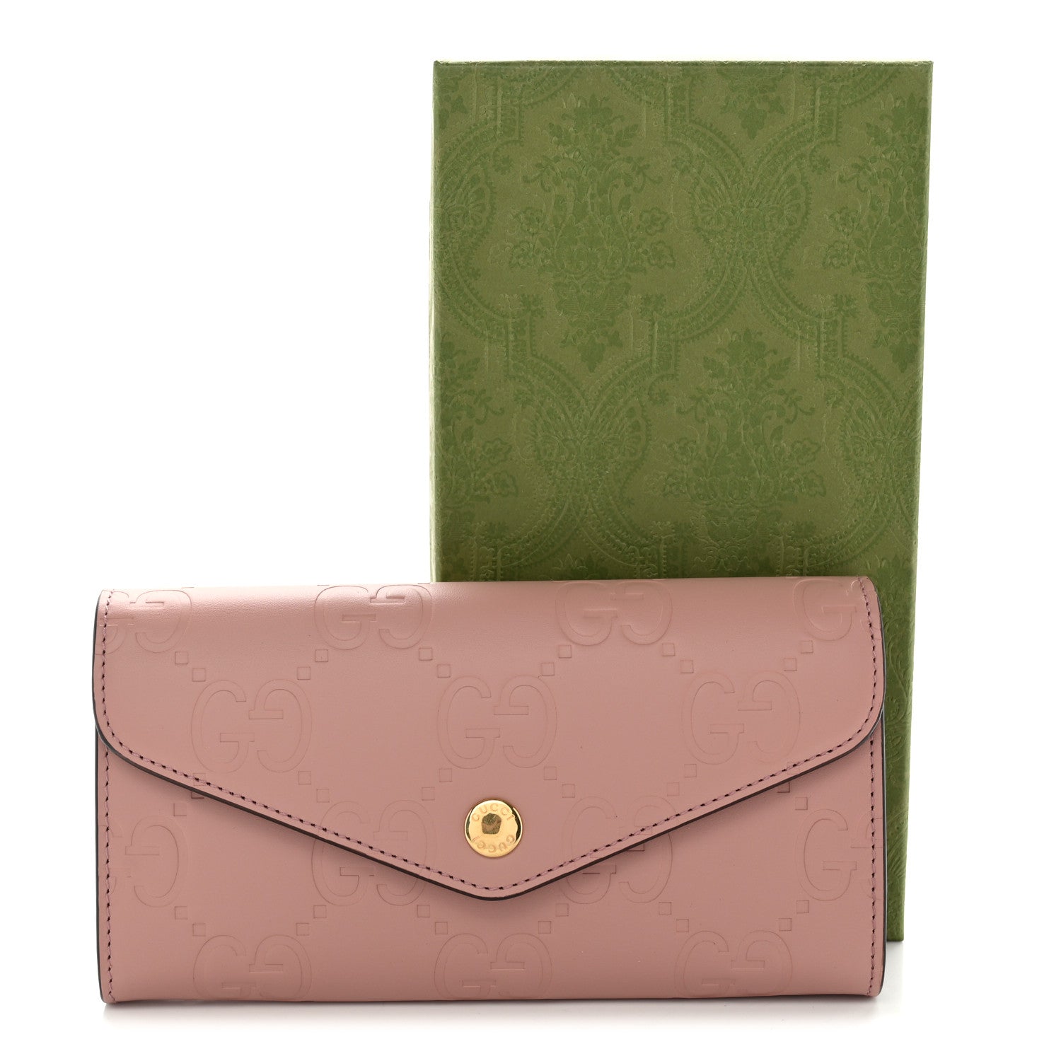 Gucci Calfskin GG Embossed Continental Wallet Porcelain Rose 8 of 8