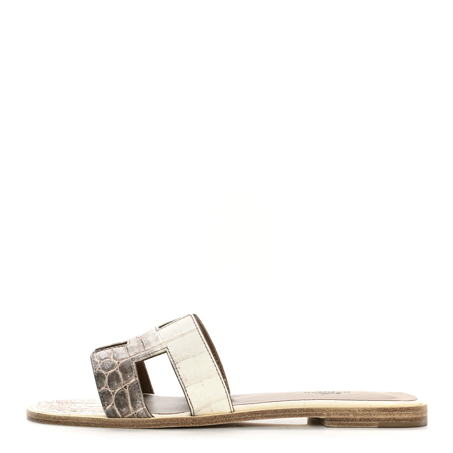 Hermes Matte Niloticus Crocodile Himalaya Oran Sandals 38.5 Blanc 1 of 9