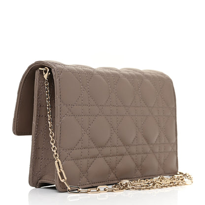 Christian Dior Lambskin Chain Lady Dior Chain Pouch Warm Taupe 3 of 10