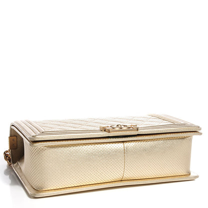Chanel Lambskin Perforated New Medium Boy Flap Light Gold 4 of 8