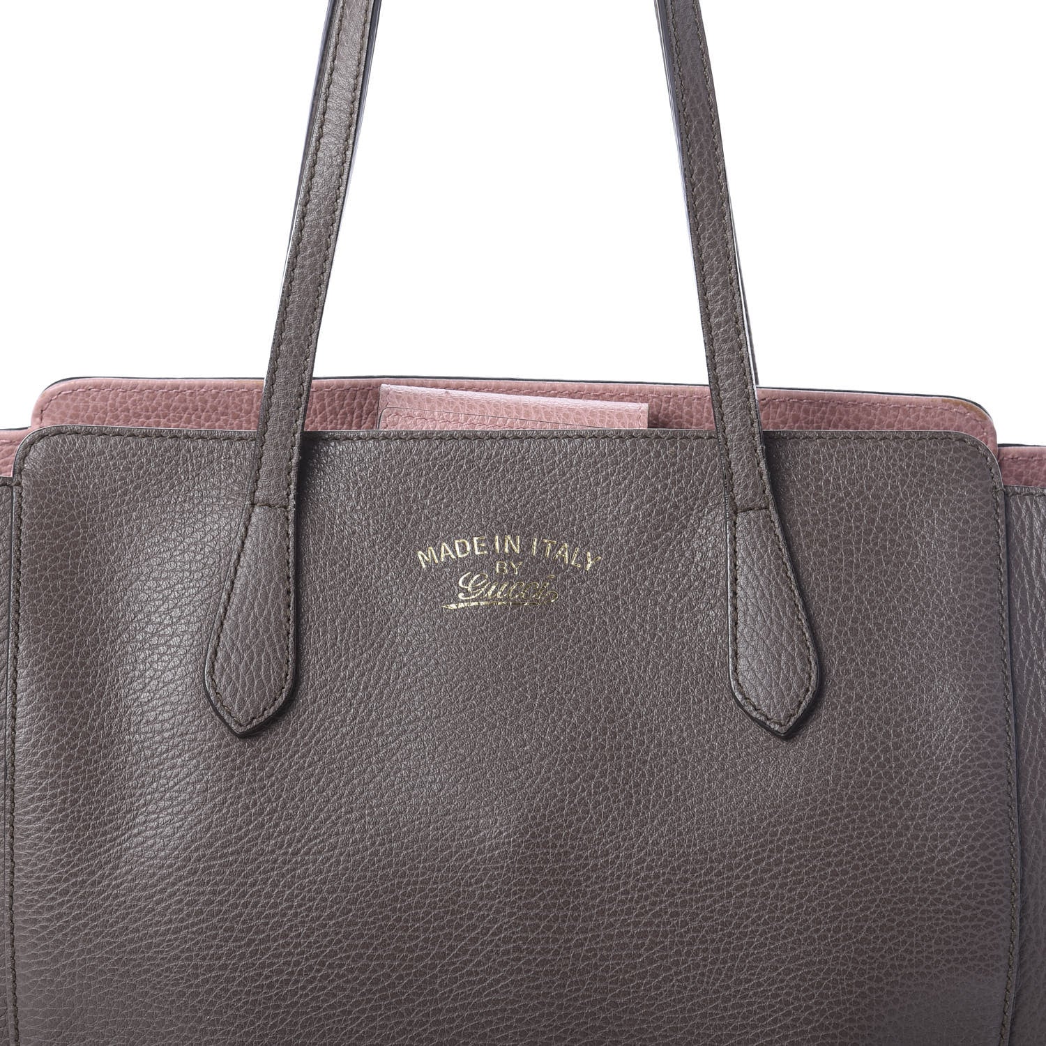 Gucci Dollar Calfskin Small Swing Tote Grey Field Soft Pink 7 of 9