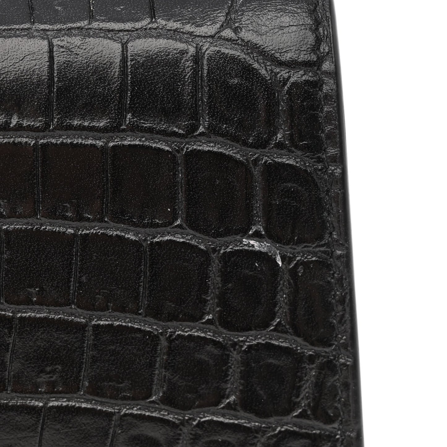Calfskin Crocodile Embossed Medium Classic Monogram Kate Tassel Satchel Black